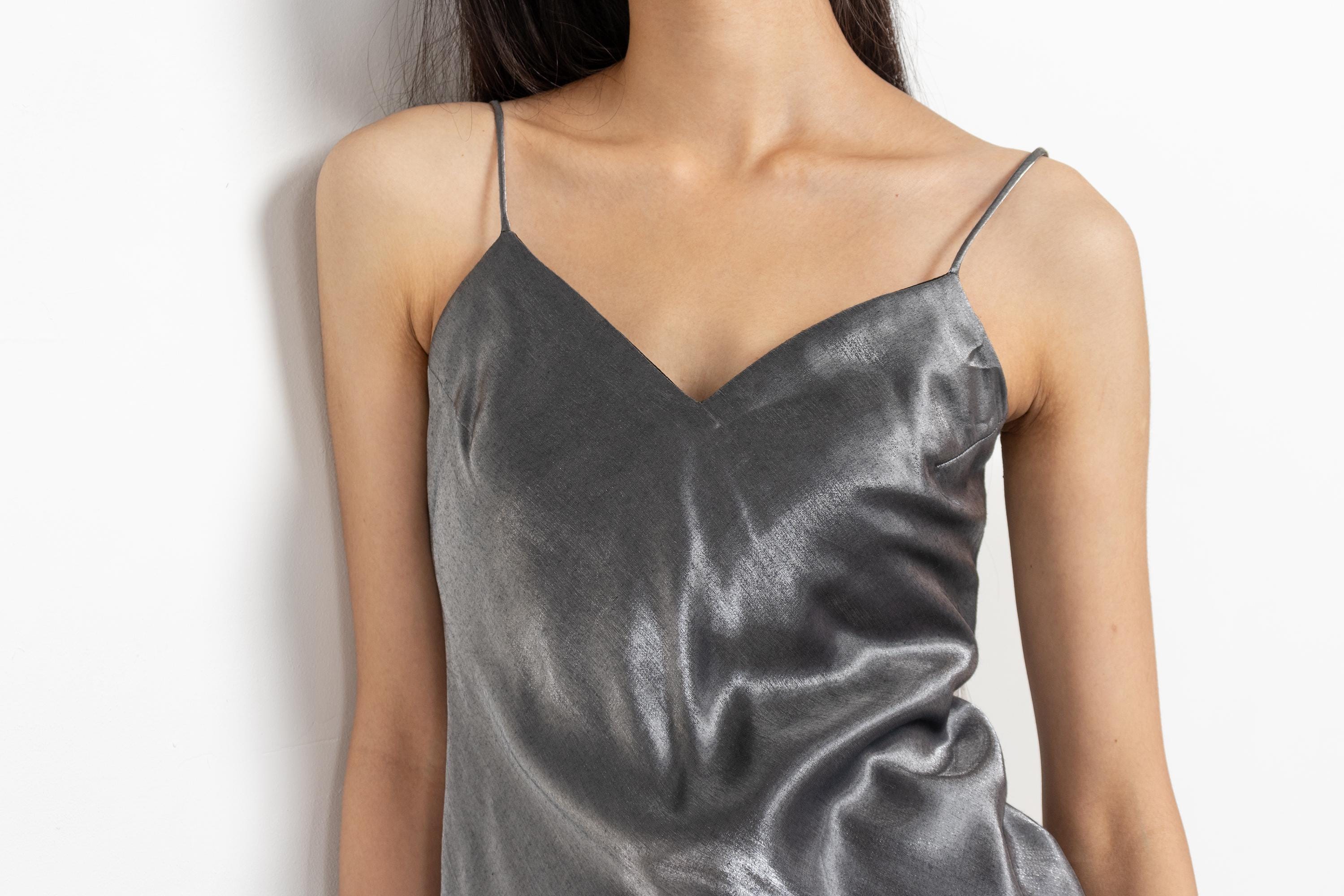 silver slip under dress HEAVY METAL KNIT COWL MINI SLIP | SILVER | Third Form | Women's Sale | Online Now THIRD FORM