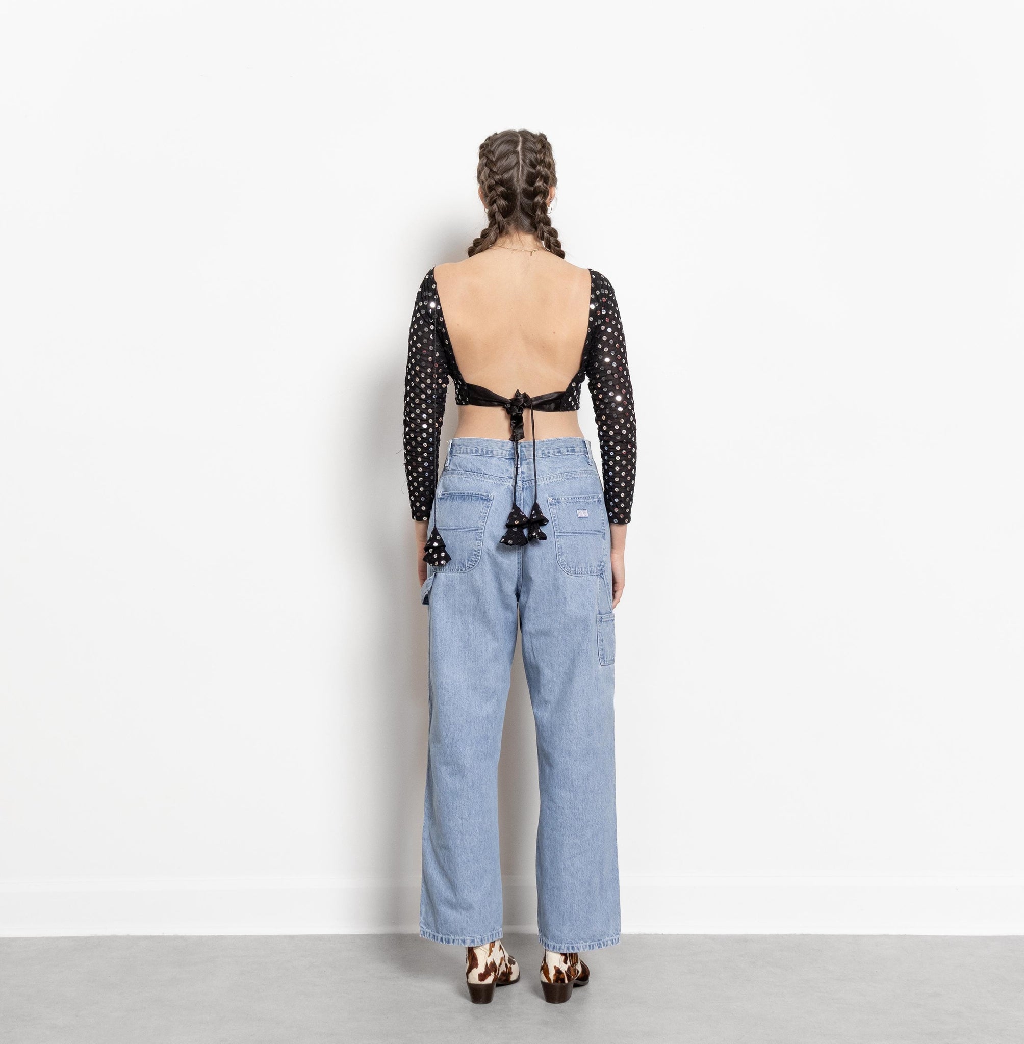 CARPENTER JEANS WIDE Leg Painter Pants Women Lee Riveted U S A Usa Made Denim Women / 44 Inch Hips / Size Medium Large