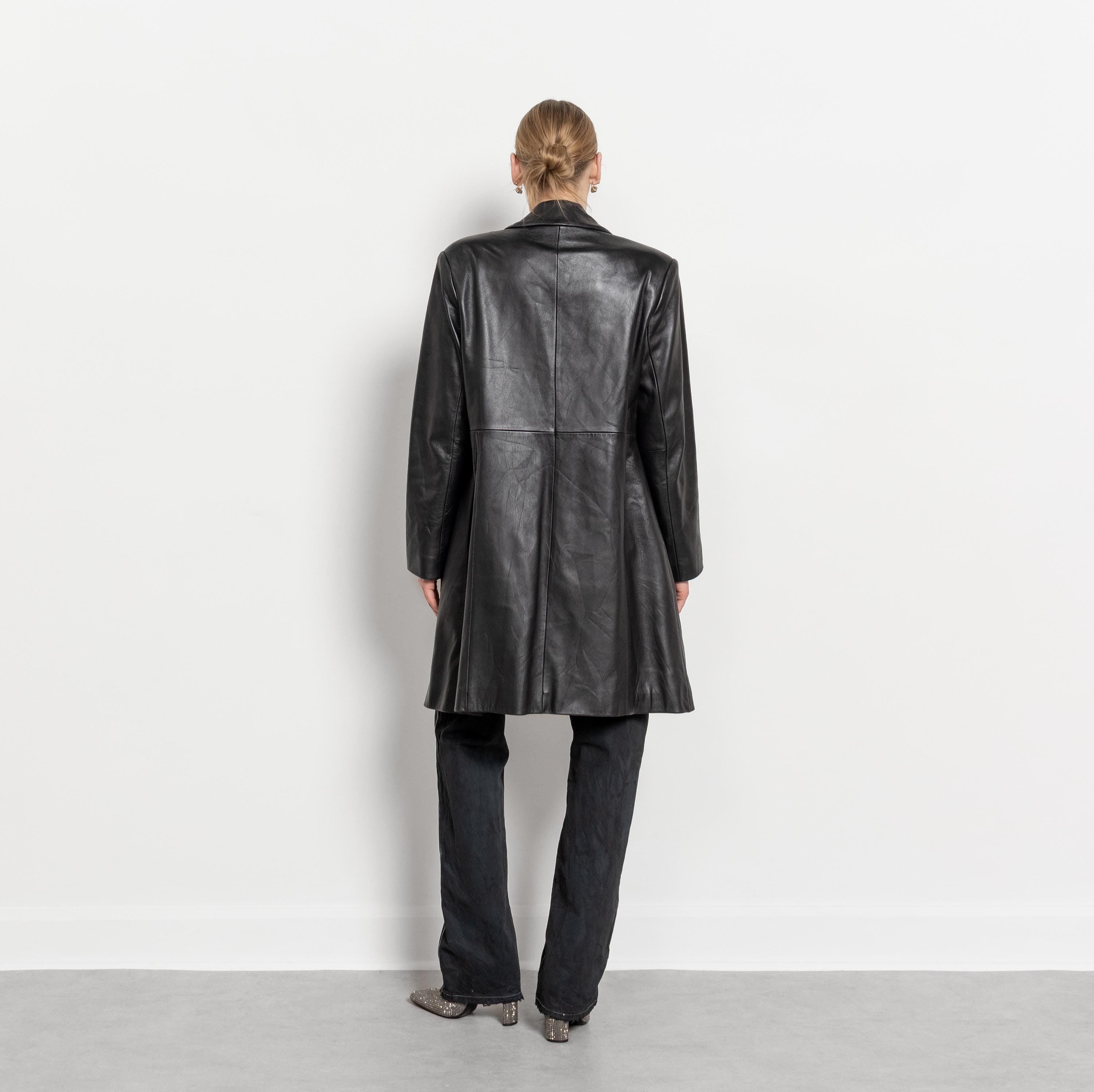 ジャケット・アウター vintage gimmick leather trench coat Mens Vintage Faux Leather Trench Coat Steampunk Gothic Full Length