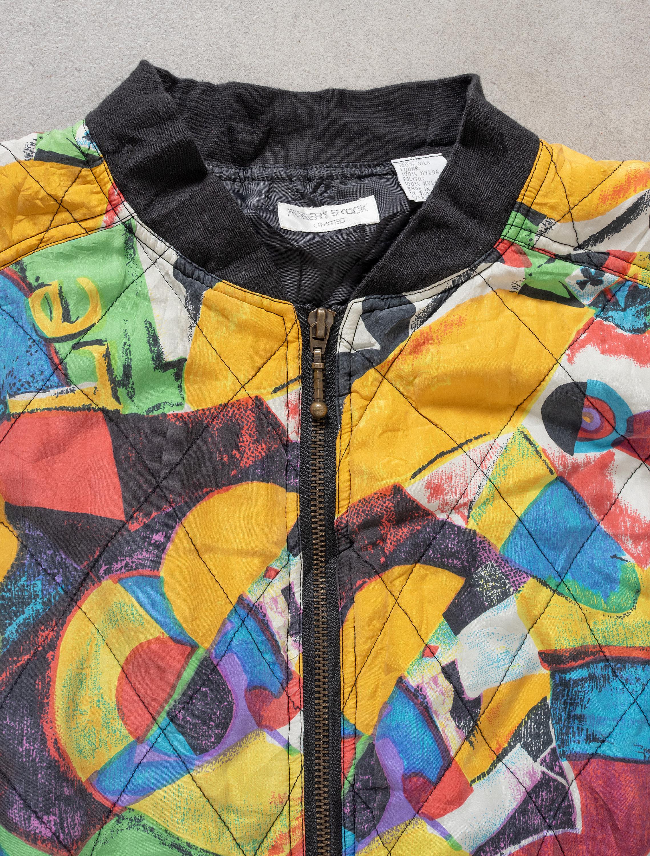 ジャケット・アウター ROBERT STOCK All Silk Zip Jacket 80's Vintage Robert Stock 100% Silk Zip Up 80s Windbreaker Bomber