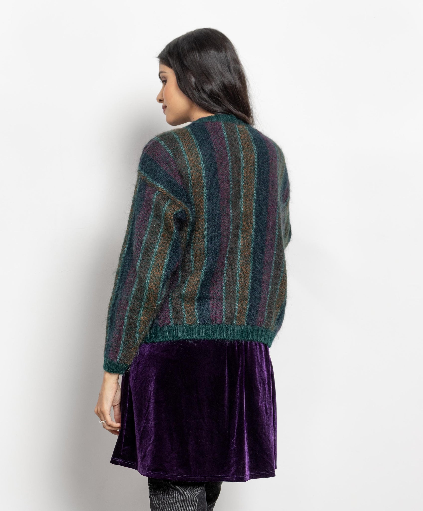 STRIPE MOHAIR CARDIGAN Vintage Sweater 90's / Medium Large