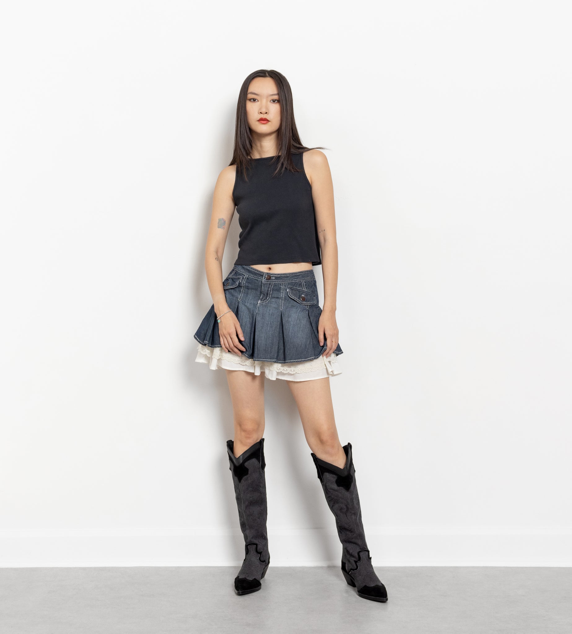 Pleated Denim