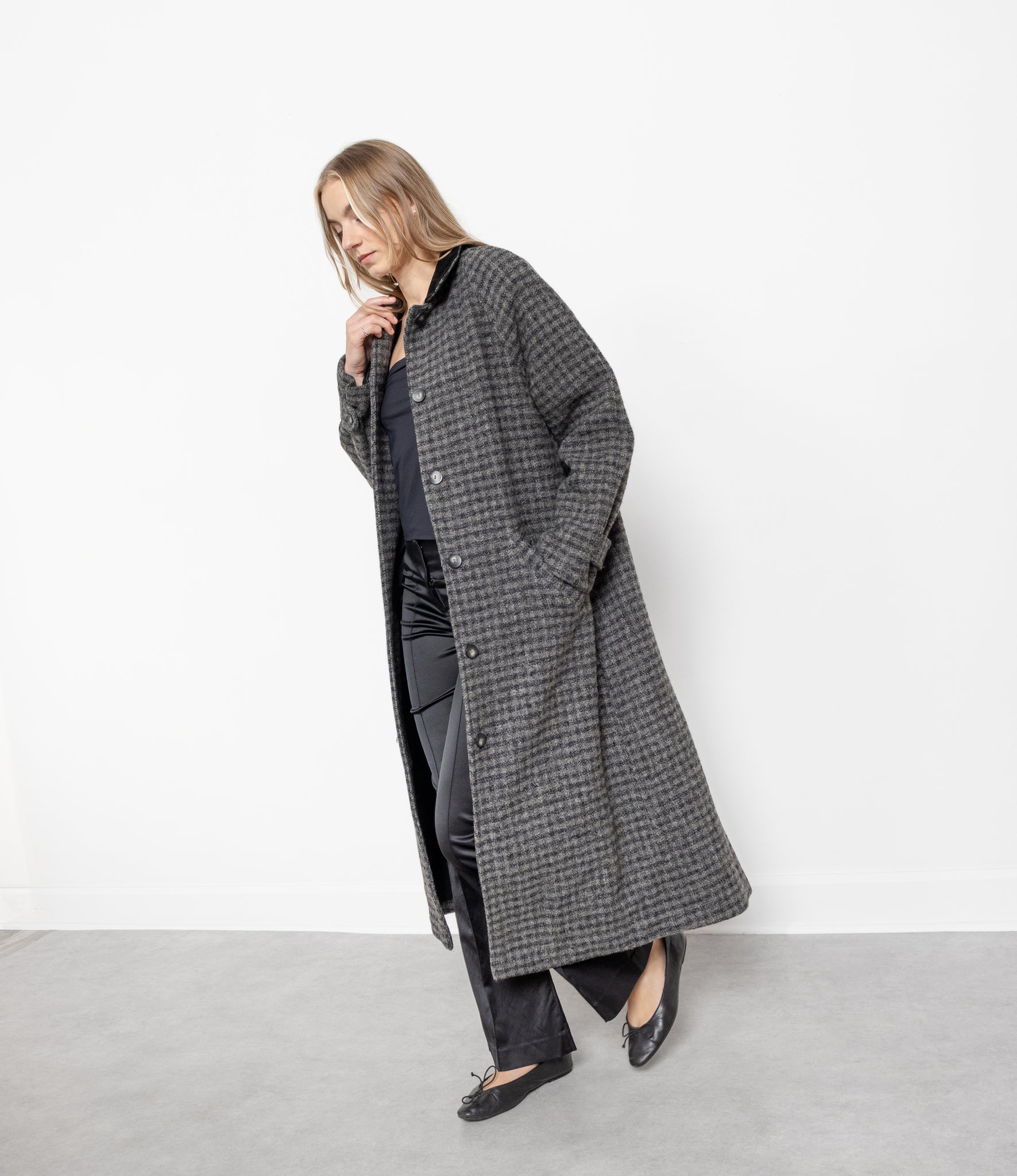 Checkered Wool Trench