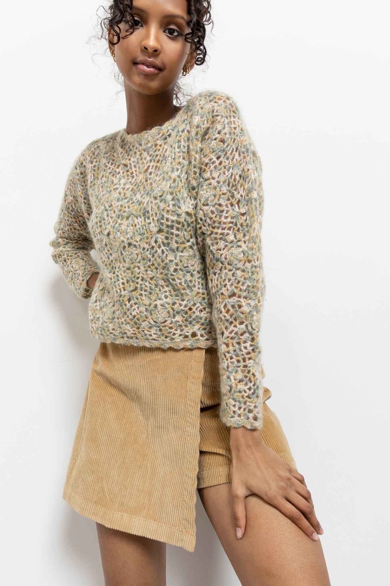 Cropped Floral Mohair