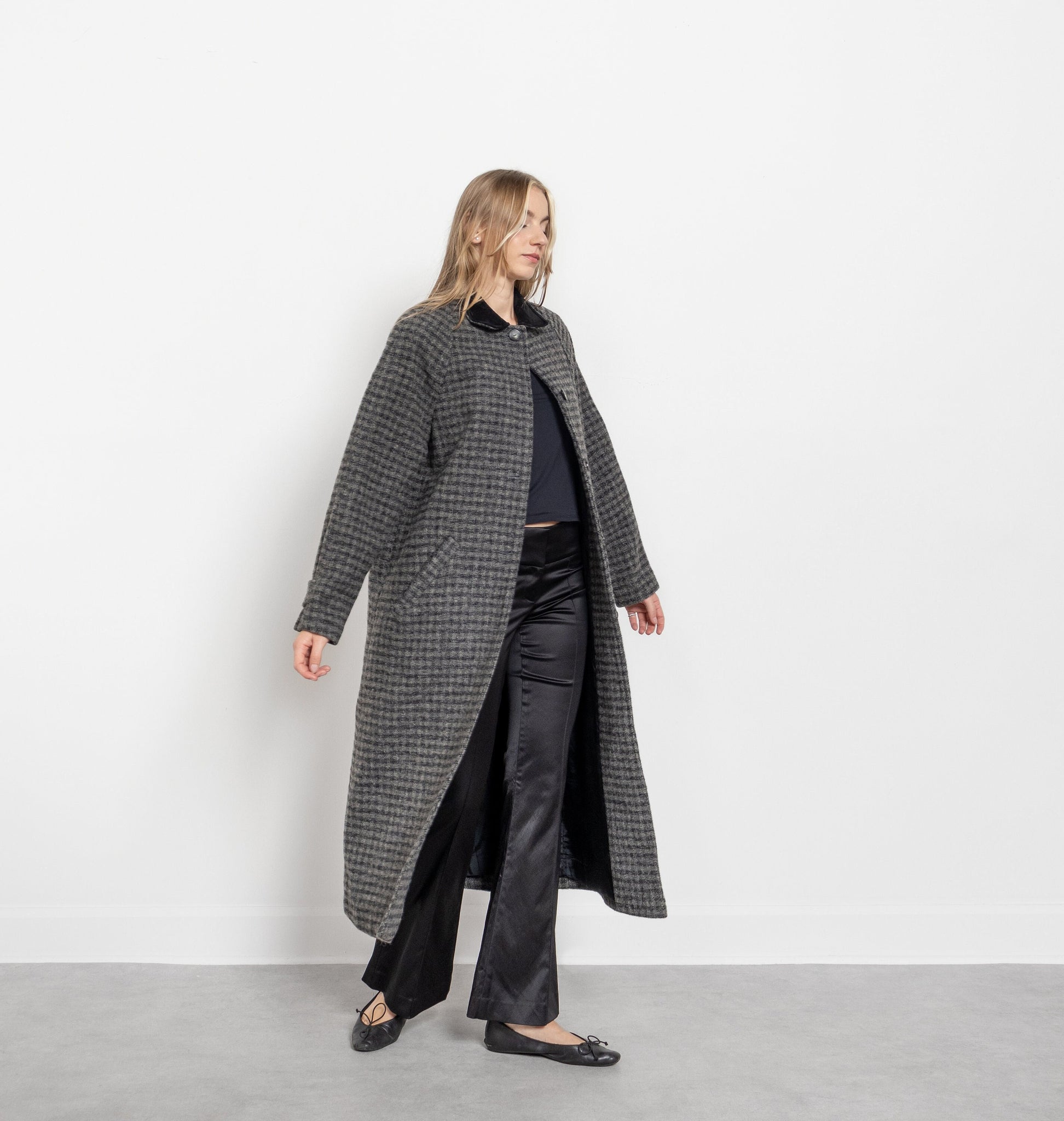 Checkered Wool Trench