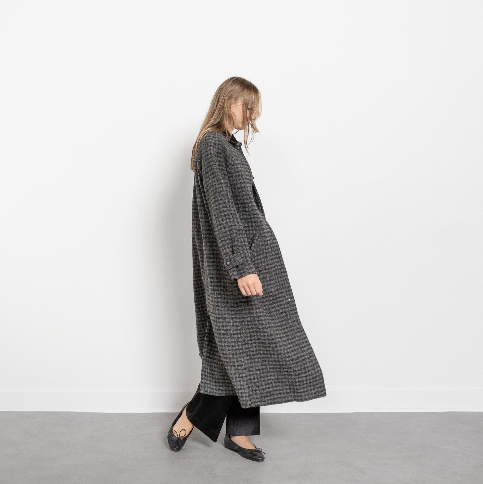 Checkered Wool Trench