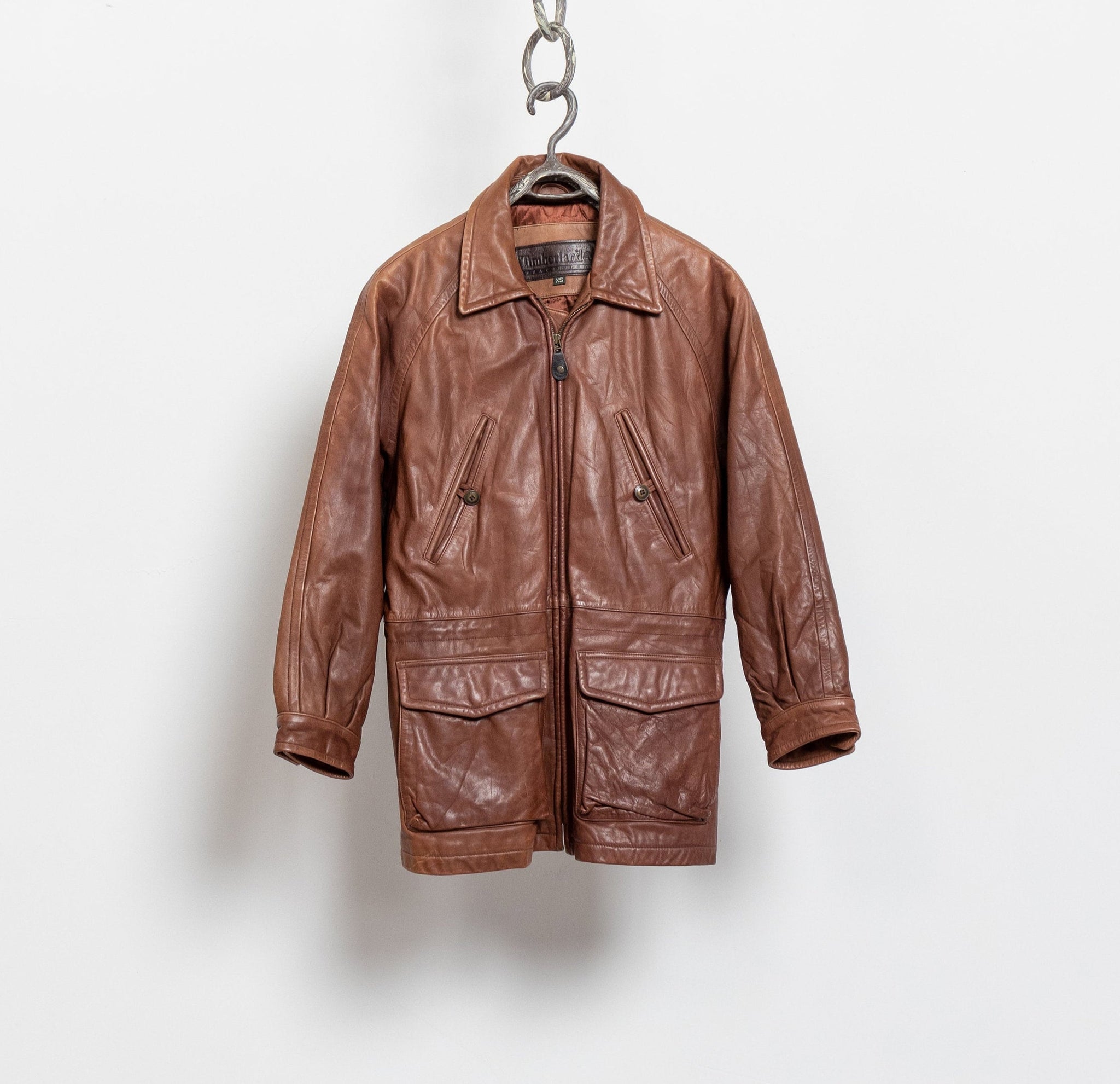 ジャケット・アウター vintage Timberland leather work jkt cv Vintage Timberland heavy Leather zip up work jacket. New